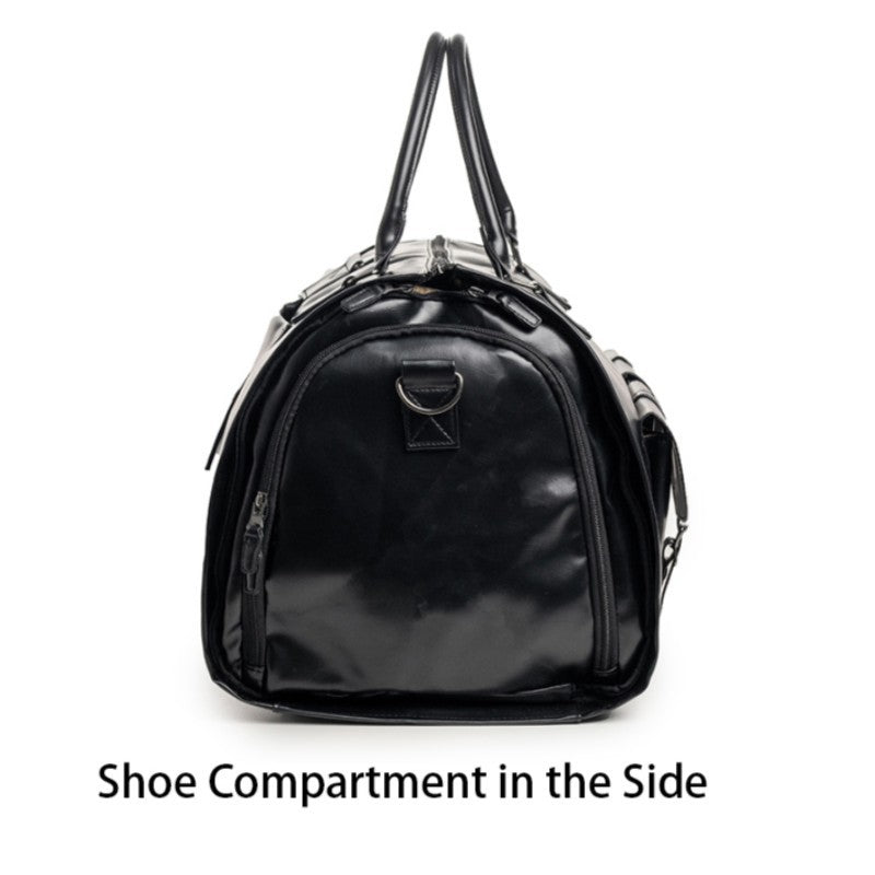 Brown PU Leather Travel Duffel Bag | Multifunctional Overnight Gym Bag | Spacious & Durable