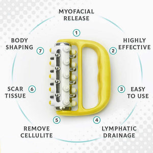 Handheld Roller Massager | Yellow | 2-Pack | 5-Row Manual Acupressure Tool