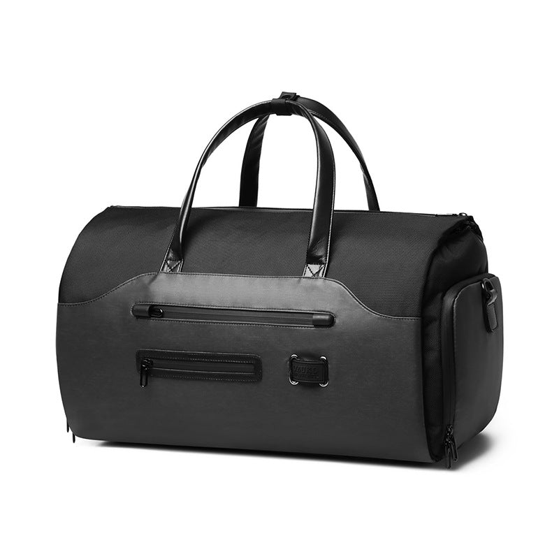 Men's Black Waterproof Travel Duffel Bag | Foldable | Multi-Functional Gym Bag | Shoe Compartment