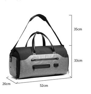 Men's Black Waterproof Travel Duffel Bag | Foldable | Multi-Functional Gym Bag | Shoe Compartment