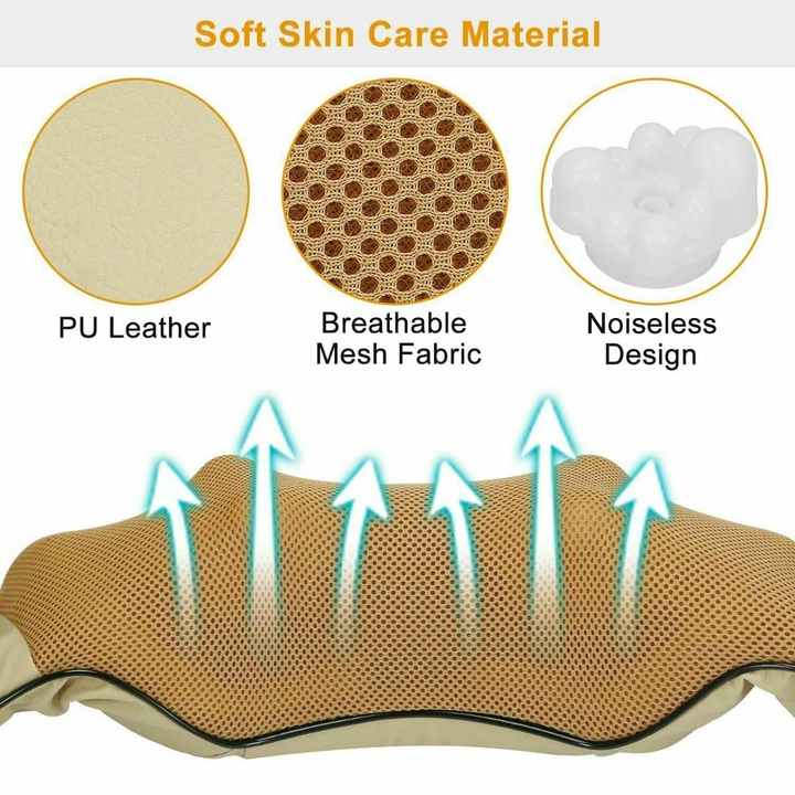 Portable Kneading Neck & Shoulder Massager with Heat | Four-Button Design | Blue