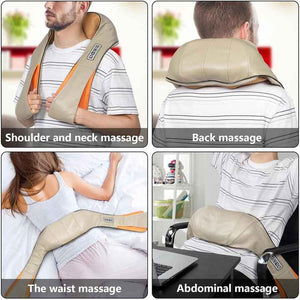 Portable Kneading Neck & Shoulder Massager with Heat | Four-Button Design | Blue
