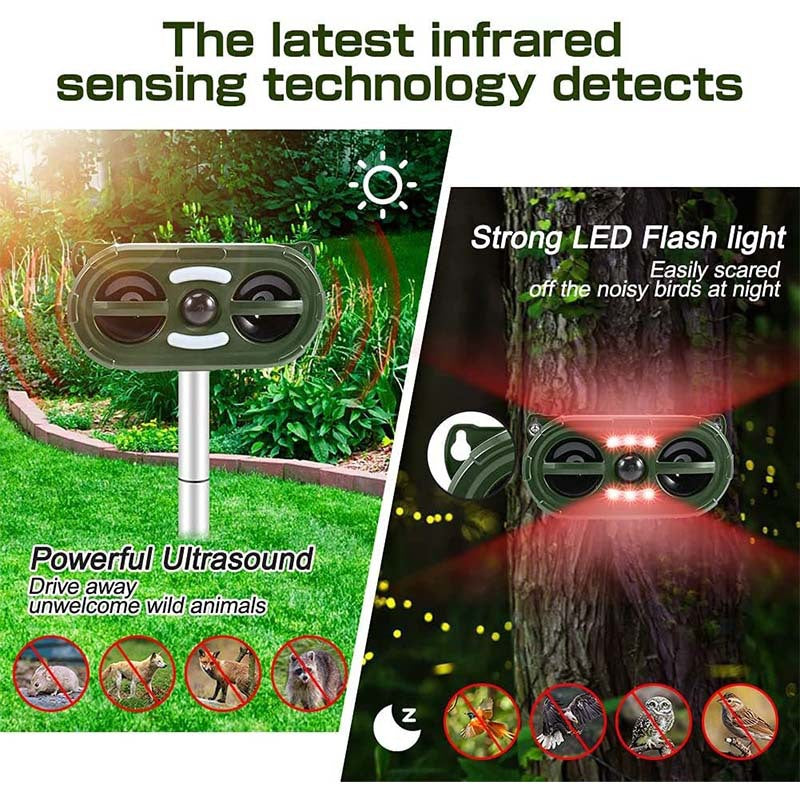 Solar-Powered Ultrasonic Animal Repeller | Outdoor Waterproof Pest Deterrent | Rodents, Birds & More
