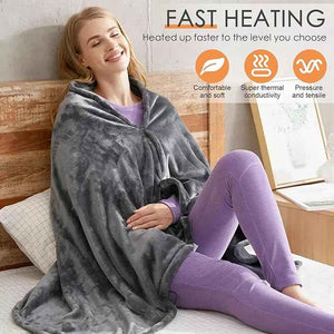 Electric Heated Flannel Blanket | 150x80cm | USB-Powered Wearable Heating Shawl