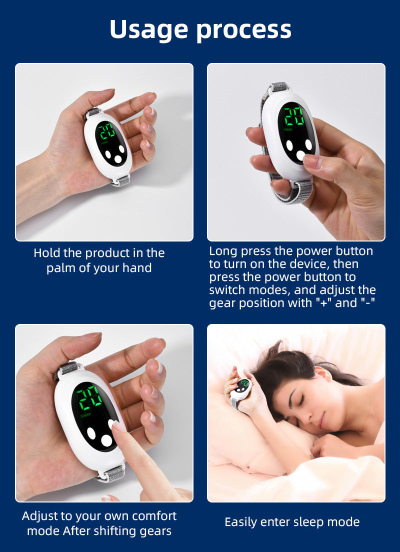 White | Portable Sleep Aid Device | EMS Pulse Relaxation & Stress Relief Gadget | LED Display | Adjustable Wrist Strap
