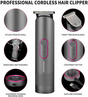 PRITECH PR-2888 Professional Hair Clipper Kit | USB Rechargeable | 600mAh Battery | IPX6 Waterproof | Grooming Set