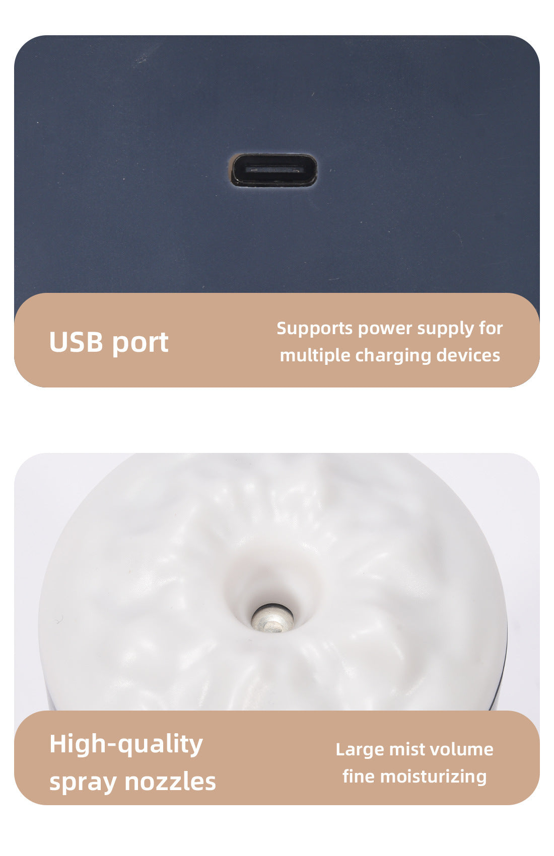 2 Pack | White Portable 350ML LED Desk Humidifier | Non-Wet Design | Silent Cool Mist for Home, Office & Car