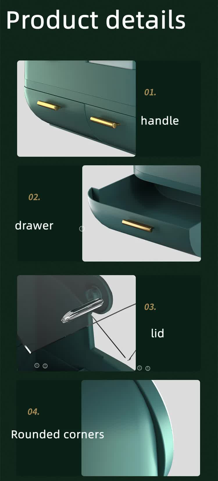 Ivory White LED Vanity Makeup Organizer | Partition Storage & Touch-Control Mirror | Large Capacity Cosmetic Box