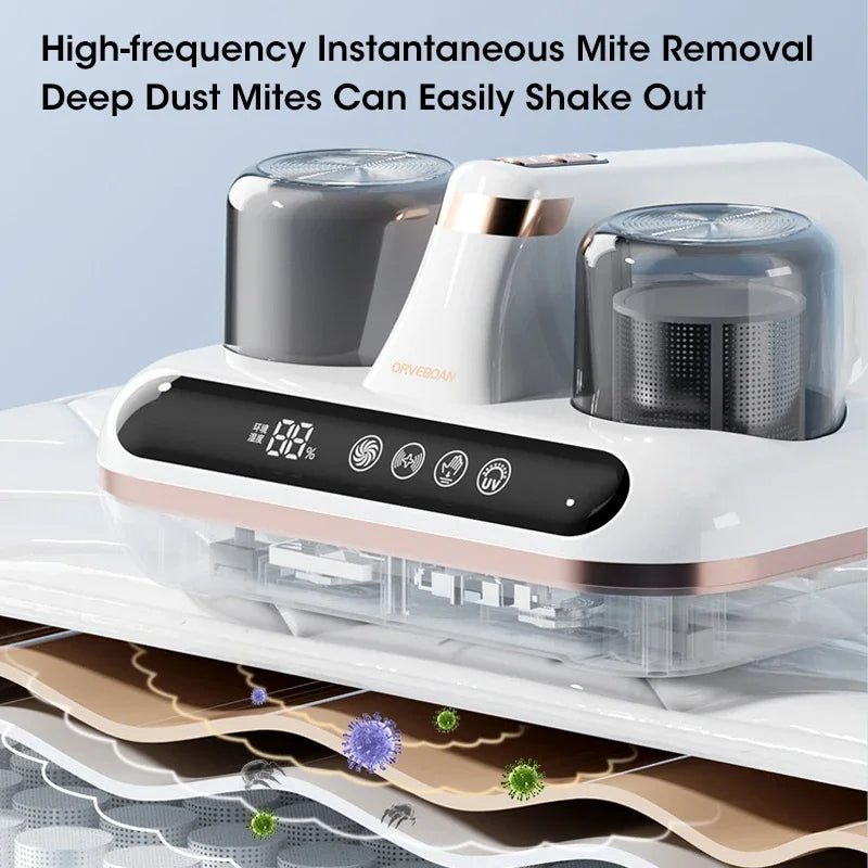 Green Wireless Dust Mite Vacuum Cleaner | UV Sterilization | 10000Pa Suction | With Humidity Display | Model HK-518