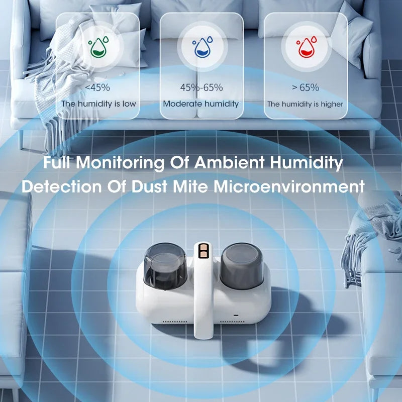 Green Wireless Dust Mite Vacuum Cleaner | UV Sterilization | 10000Pa Suction | With Humidity Display | Model HK-518