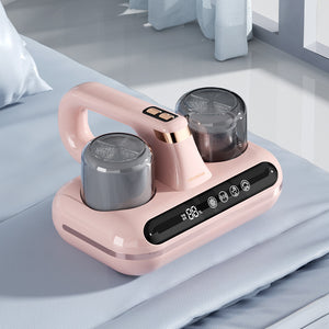 Pink Wireless Dust Mite Vacuum Cleaner | UV Sterilization | 10000Pa Suction | With Humidity Display | Model HK-518