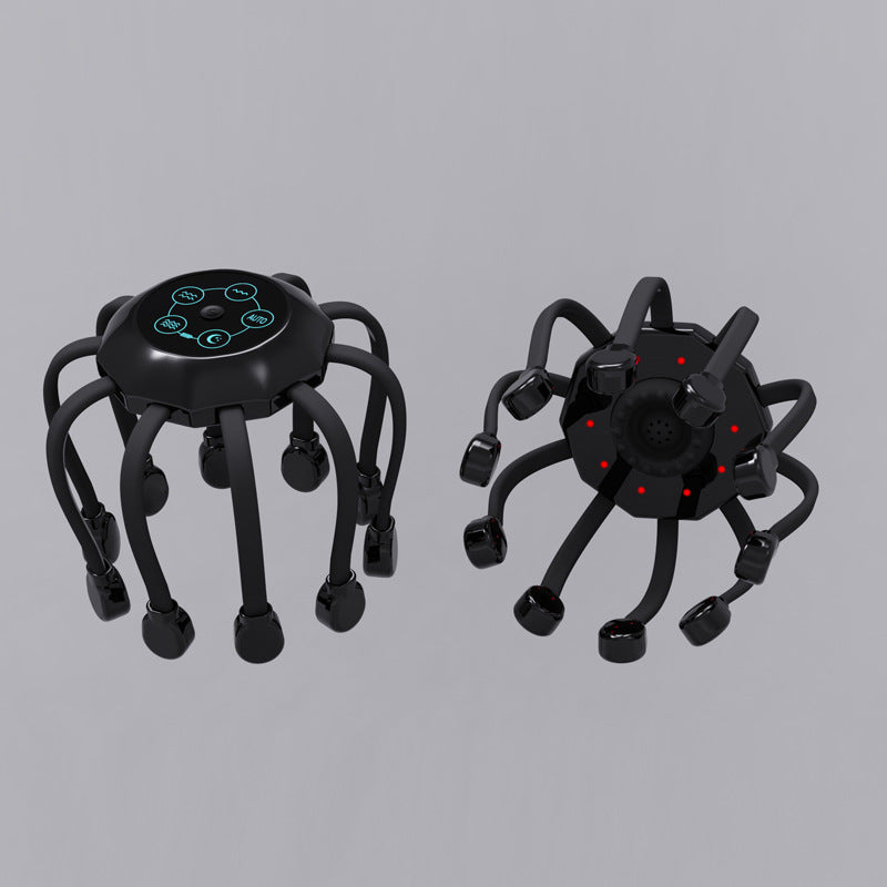 Black Standard B Model Electric Head Massager | 5 Modes + Vibration + Timing | 14 Nodes | Scalp Stress Relief