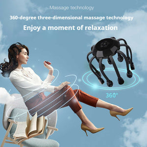 Black Upgraded B Model Electric Head Massager | 5 Modes + Vibration + Timing + Red Light | 14 Nodes