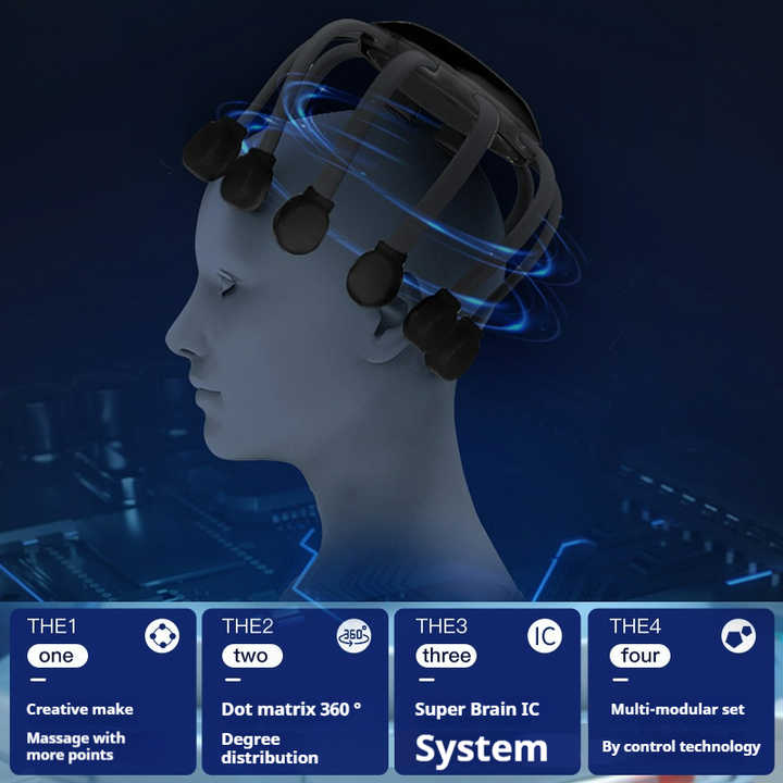 Black Electric Head Massager | Deluxe B Model | 5 Modes | Vibration & Red Light | Bluetooth & App Control