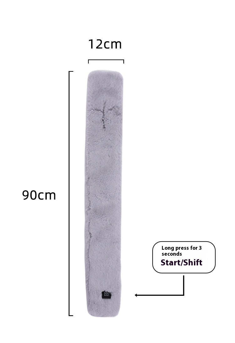 Black Adjustable Electric Heated Scarf with Plush Fabric | 3 Heat Settings