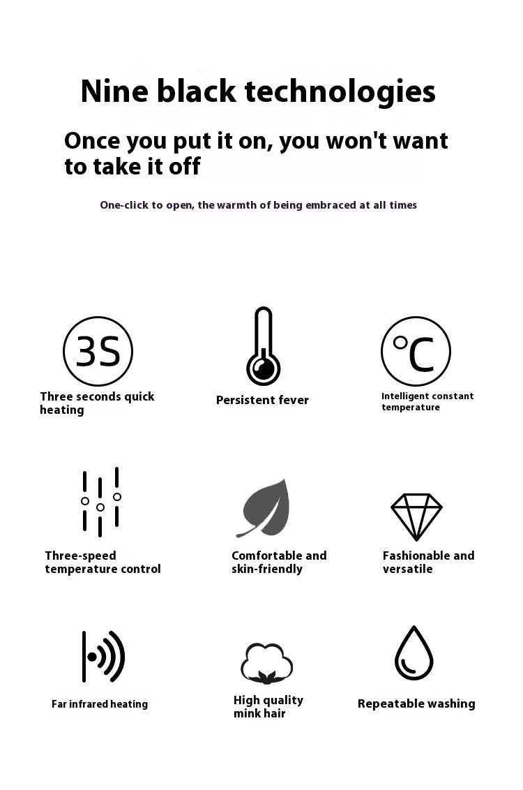 Black Adjustable Electric Heated Scarf with Plush Fabric | 3 Heat Settings