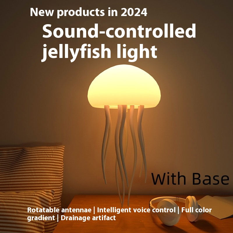 Jellyfish Shaped Night Light with Base | 1000mAh Rechargeable LED Lamp