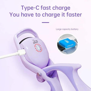 Purple Electric Heated Eyelash Curler | 3 Temperature Settings | Rechargeable | Compact Design