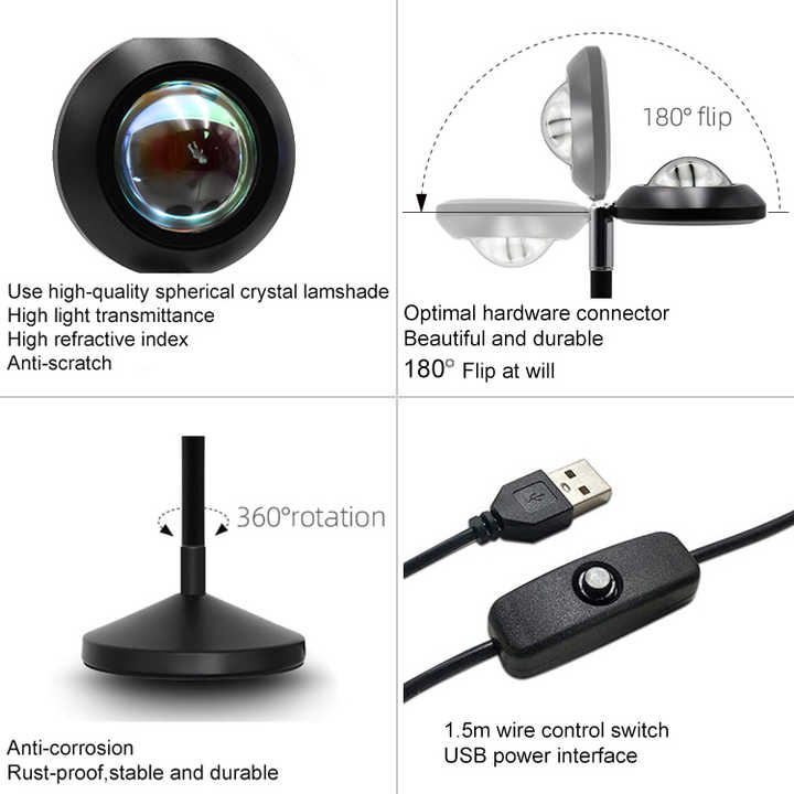 UFO RGB Sunset Projection Lamp with 16 Colors and Remote Control | Black