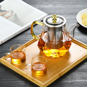 Elegant Glass Teapot with Gold Handle & Stainless Steel Infuser | 600ml Capacity