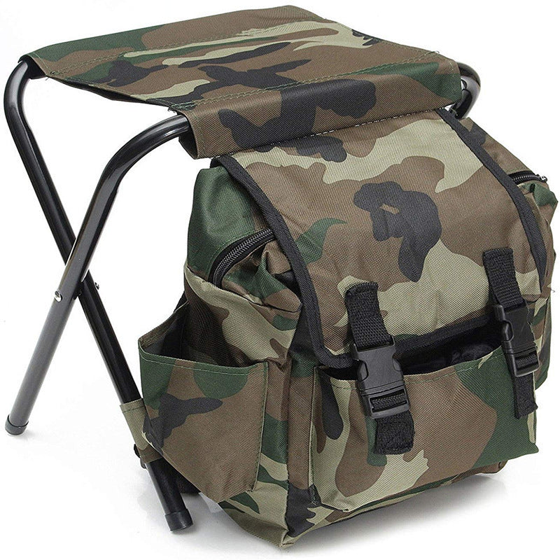 Camo | Foldable Backpack Stool | Outdoor Camping, Fishing & Hiking | Portable & Lightweight
