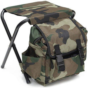 Camo | Foldable Backpack Stool | Outdoor Camping, Fishing & Hiking | Portable & Lightweight