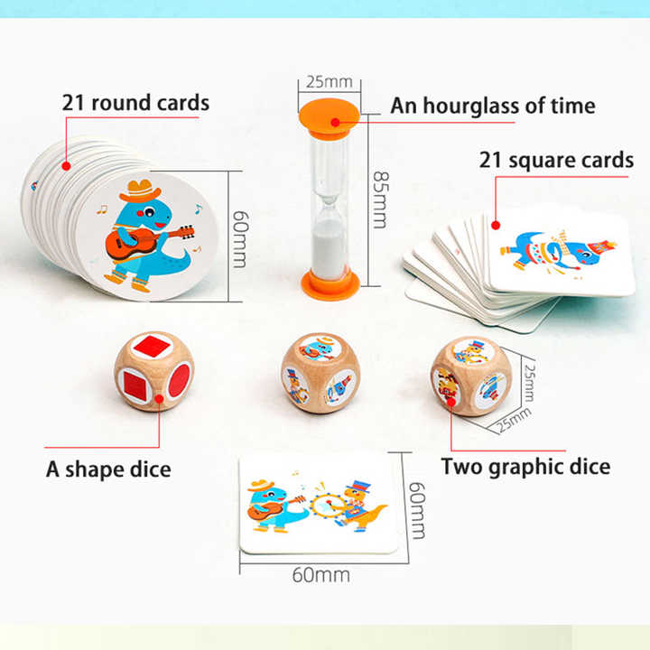 Dinosaur Circus Matching Game for Kids | Wooden Dice | Timer | Educational Toy