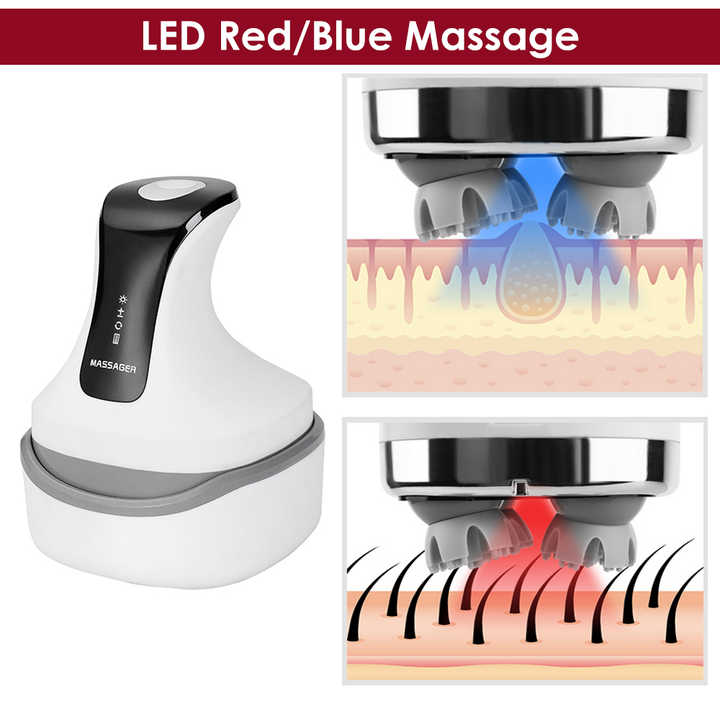 Blue Rechargeable Electric Scalp Massager | Adjustable Speeds | LED Therapy | Hair Care