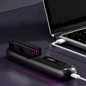 Hair Straightening Brush | Wireless | Compact & Rechargeable | White