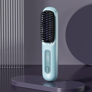 Hair Straightening Brush | Wireless | Compact & Rechargeable | Blue