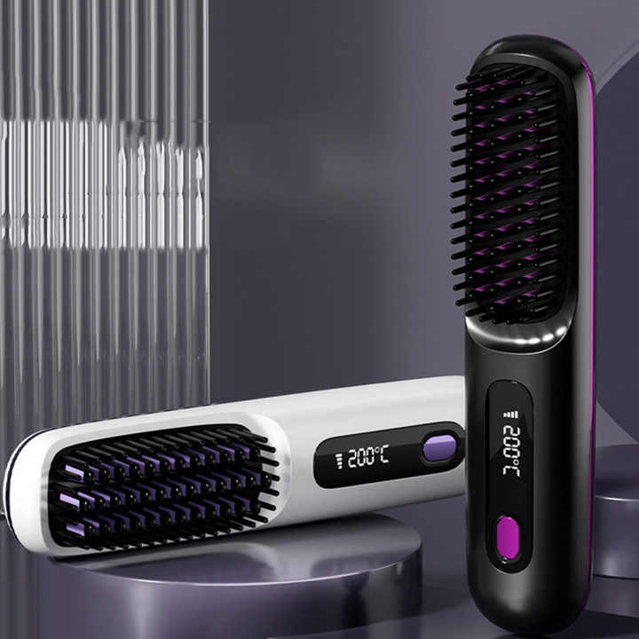 Hair Straightening Brush | Wireless | Compact & Rechargeable | Blue