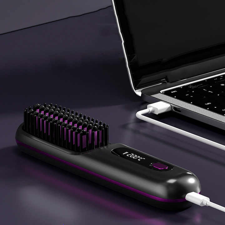 Hair Straightening Brush | Wireless | Compact & Rechargeable | Blue