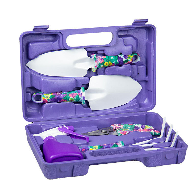 Gardening Tool Set | YL/Z05 Purple | 5pc Compact Set with Case | Home Garden Essentials