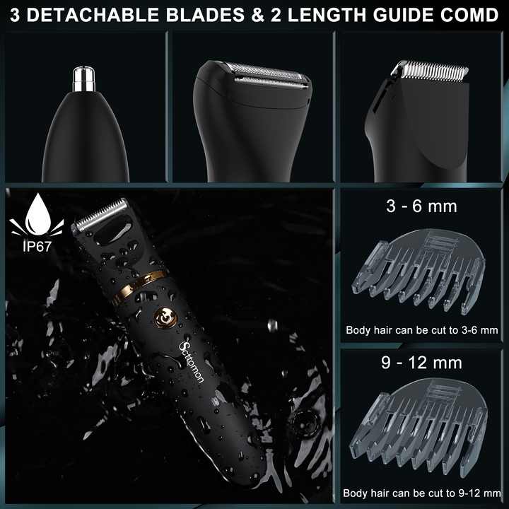 3-in-1 Waterproof Rechargeable Electric Hair Trimmer Set for Men | Professional Grooming Kit