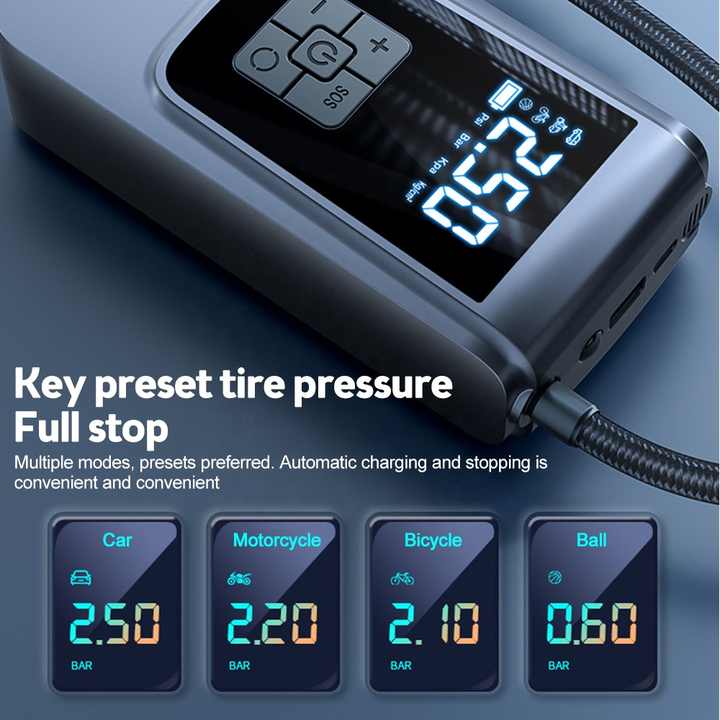 Portable Digital Tire Inflator Pump | LCD Display | Type-C Charging | 150 PSI Max Pressure