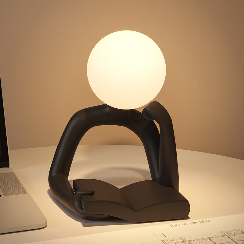 Black Creative Book Reader Desk Lamp | USB Powered Modern Resin Design