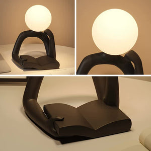 Black Creative Book Reader Desk Lamp | USB Powered Modern Resin Design