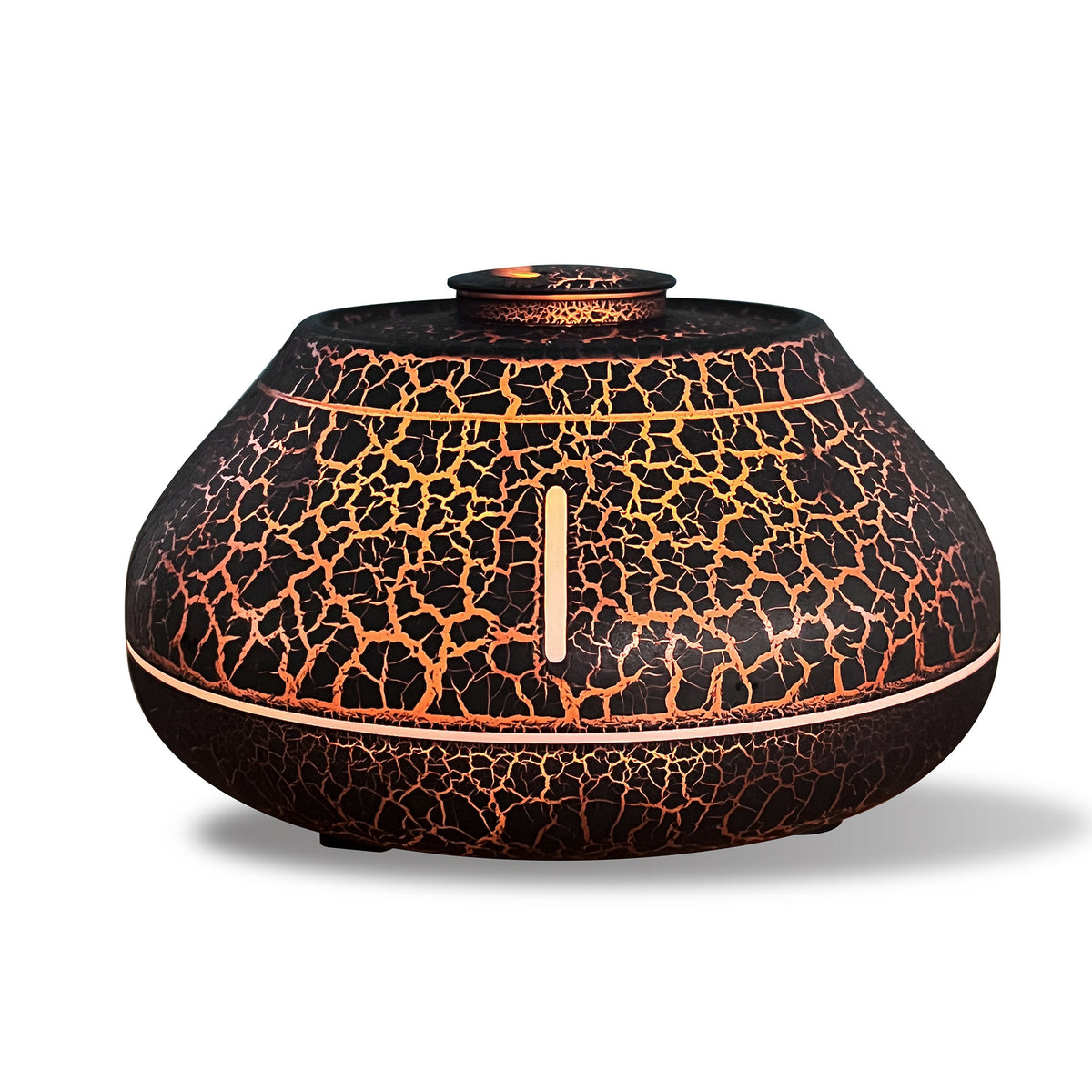 Flame Mountain Aroma Diffuser | Cracked Black | 7-Color LED Light | 130ml Ultrasonic Mist Maker | Stylish Design