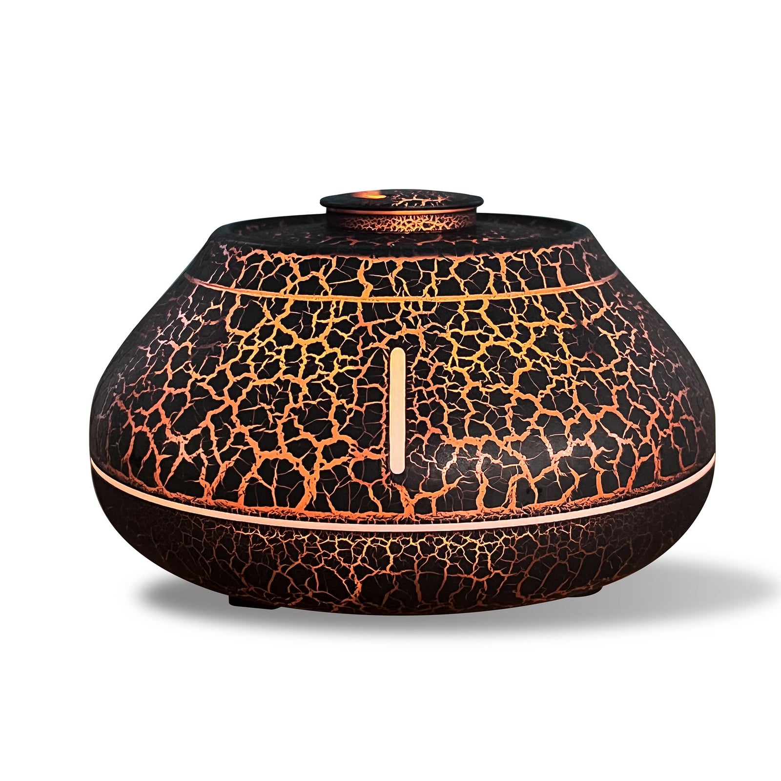 Flame Mountain Aroma Diffuser | Cracked Black | 7-Color LED Light | 130ml Ultrasonic Mist Maker | Stylish Design