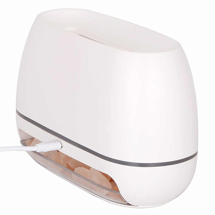 Himalayan Salt Flame Aroma Diffuser | White | 250ml Ultrasonic Humidifier | 7-Color LED Light | Modern Home Decor