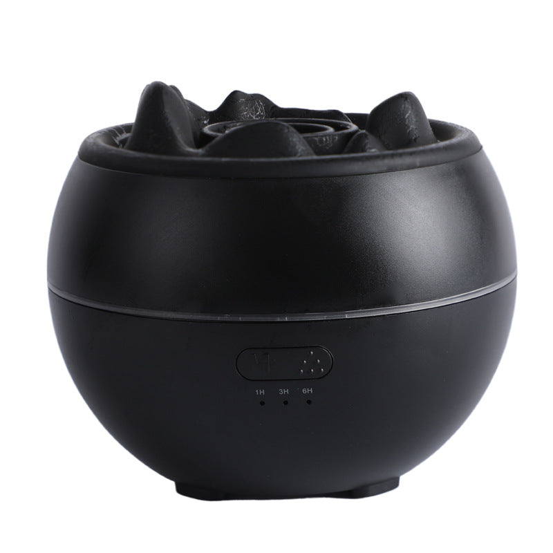 Volcanic Flame Aroma Diffuser | Black Crack Style | 360ml Ultrasonic Humidifier | 7-Color LED Light | Adjustable Mist | Home & Office Use