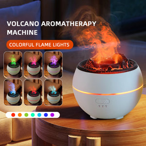 Volcanic Flame Aroma Diffuser | Black Ordinary Style | 360ml Ultrasonic Humidifier | 7-Color LED Light | Adjustable Mist