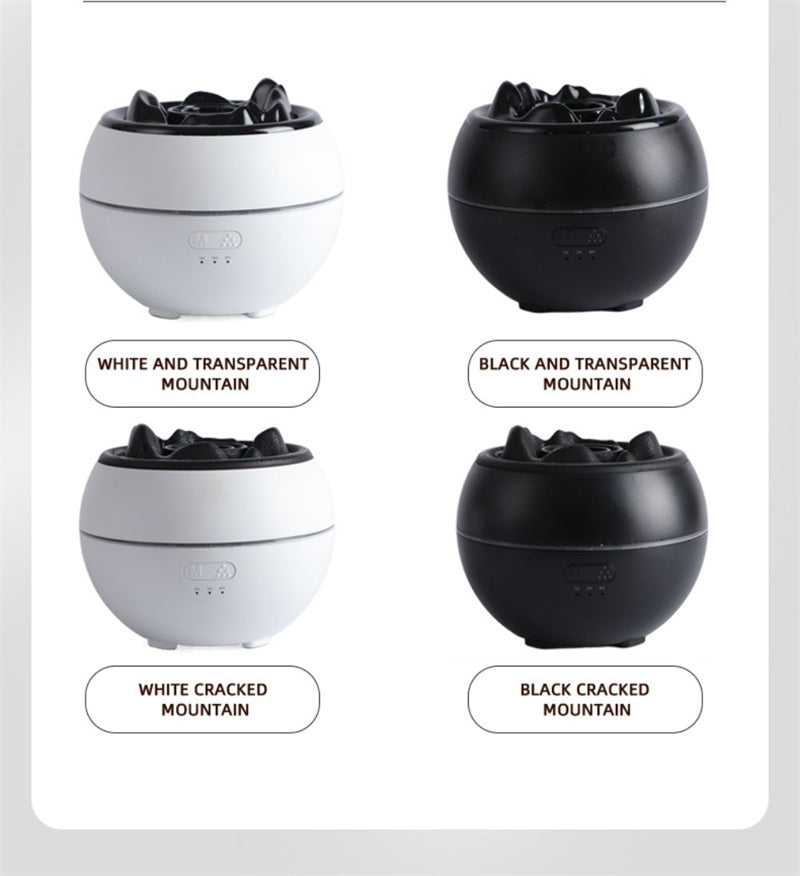 Volcanic Flame Aroma Diffuser | Black Ordinary Style | 360ml Ultrasonic Humidifier | 7-Color LED Light | Adjustable Mist