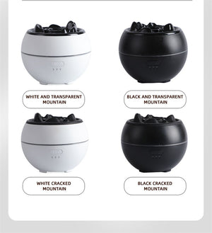 Volcanic Flame Aroma Diffuser | Black Ordinary Style | 360ml Ultrasonic Humidifier | 7-Color LED Light | Adjustable Mist