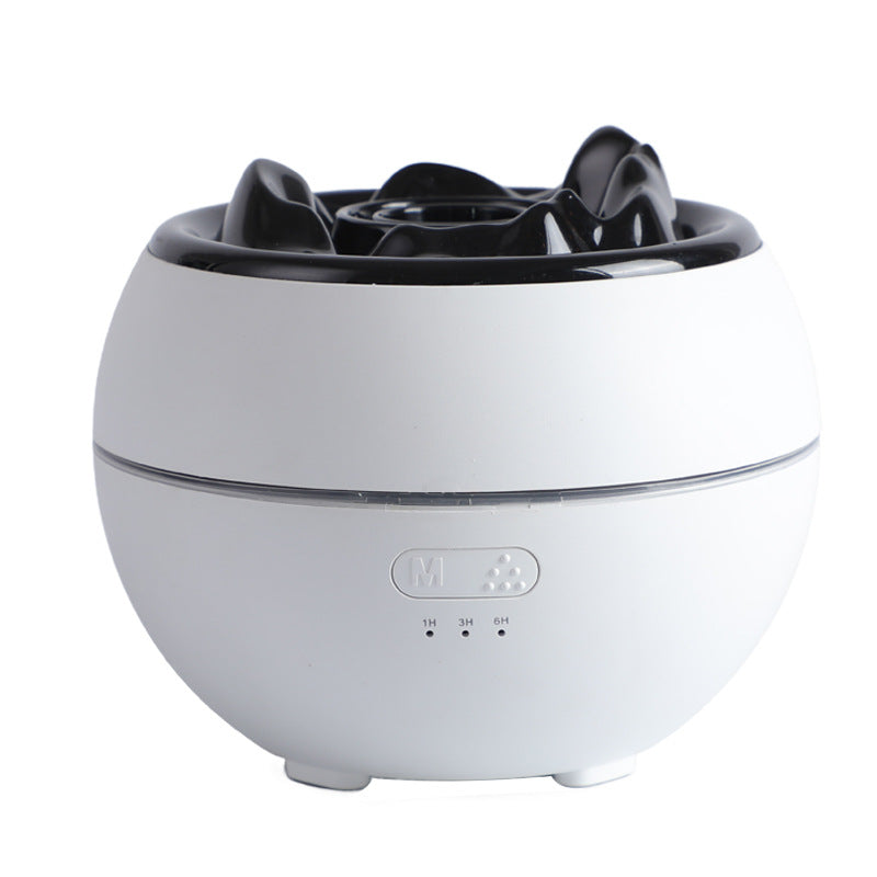 Volcanic Flame Aroma Diffuser | White Ordinary Style | 360ml Ultrasonic Humidifier | 7-Color LED Light | Adjustable Mist