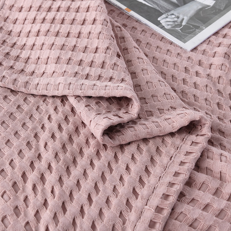 Cotton Waffle Blanket | 100x152cm | Summer Throw Quilt | Bean Paste Color
