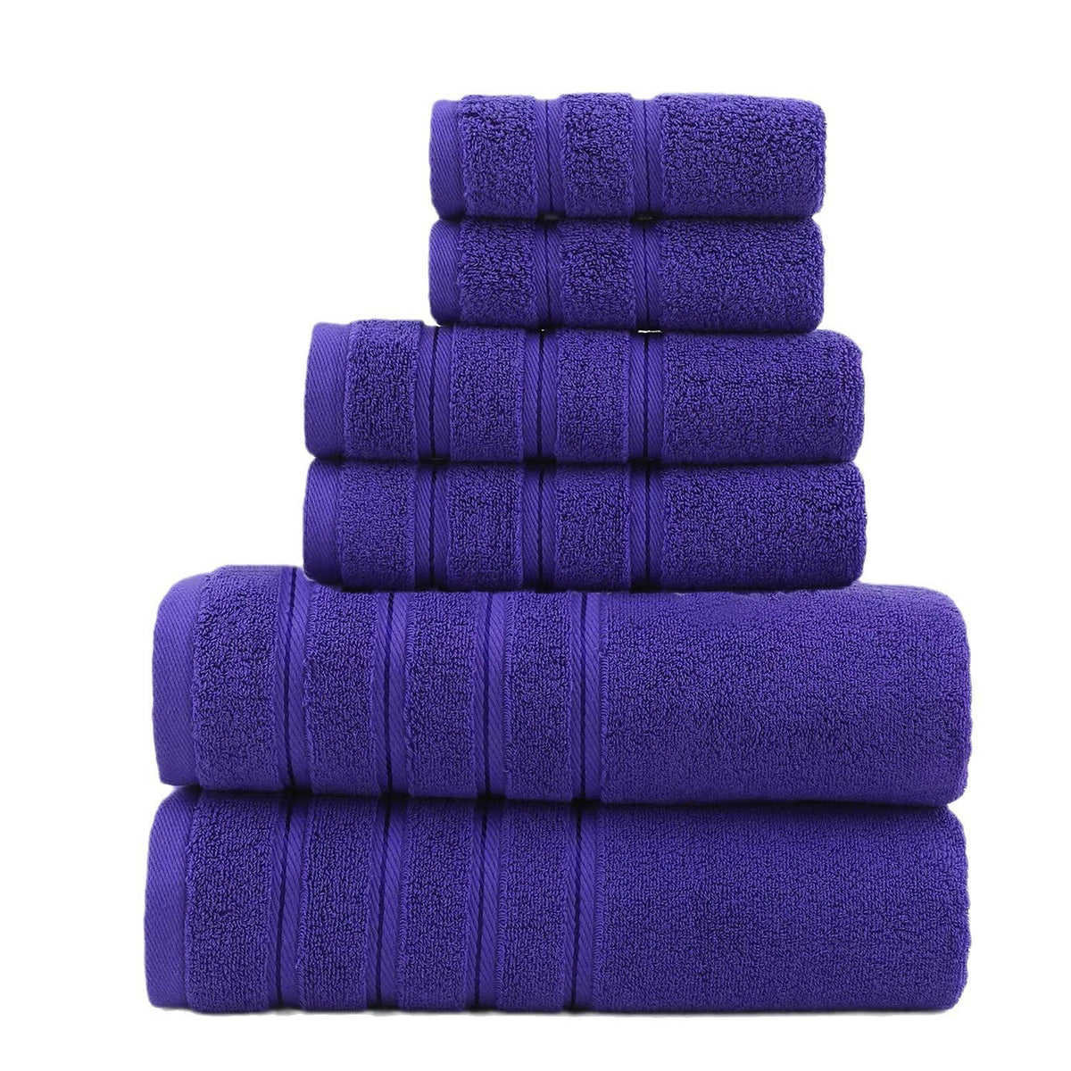 Luxury Cotton Towel Set | 6-Piece | Ultra-Soft | Bath, Hand & Washcloth | Purple