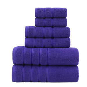 Luxury Cotton Towel Set | 6-Piece | Ultra-Soft | Bath, Hand & Washcloth | Purple