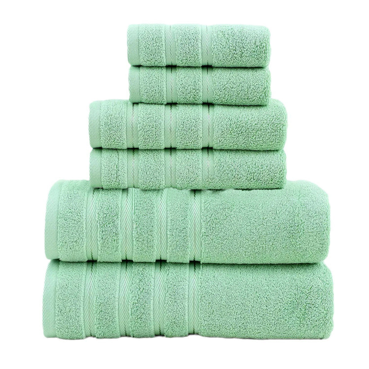 Luxury Cotton Towel Set | 6-Piece | Ultra-Soft Bath, Hand & Washcloth | Green