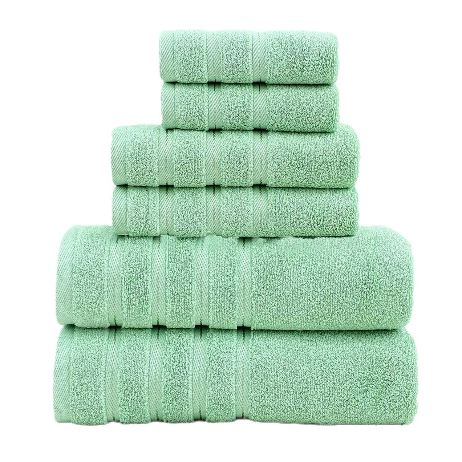 Luxury Cotton Towel Set | 6-Piece | Ultra-Soft Bath, Hand & Washcloth | Green